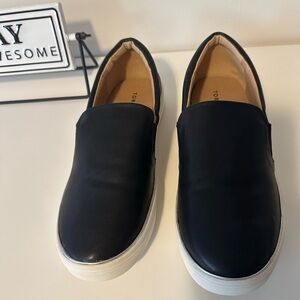 NWOT Torrid Black and Metal Trim Slip On Faux Leather Sneakers Size 11